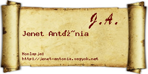 Jenet Antónia névjegykártya